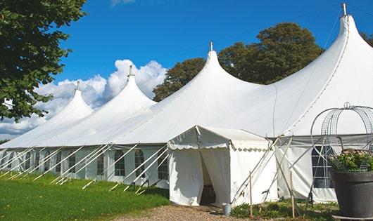 high-quality portable restrooms stationed at a wedding, meeting the needs of guests throughout the outdoor reception in Corning, AR